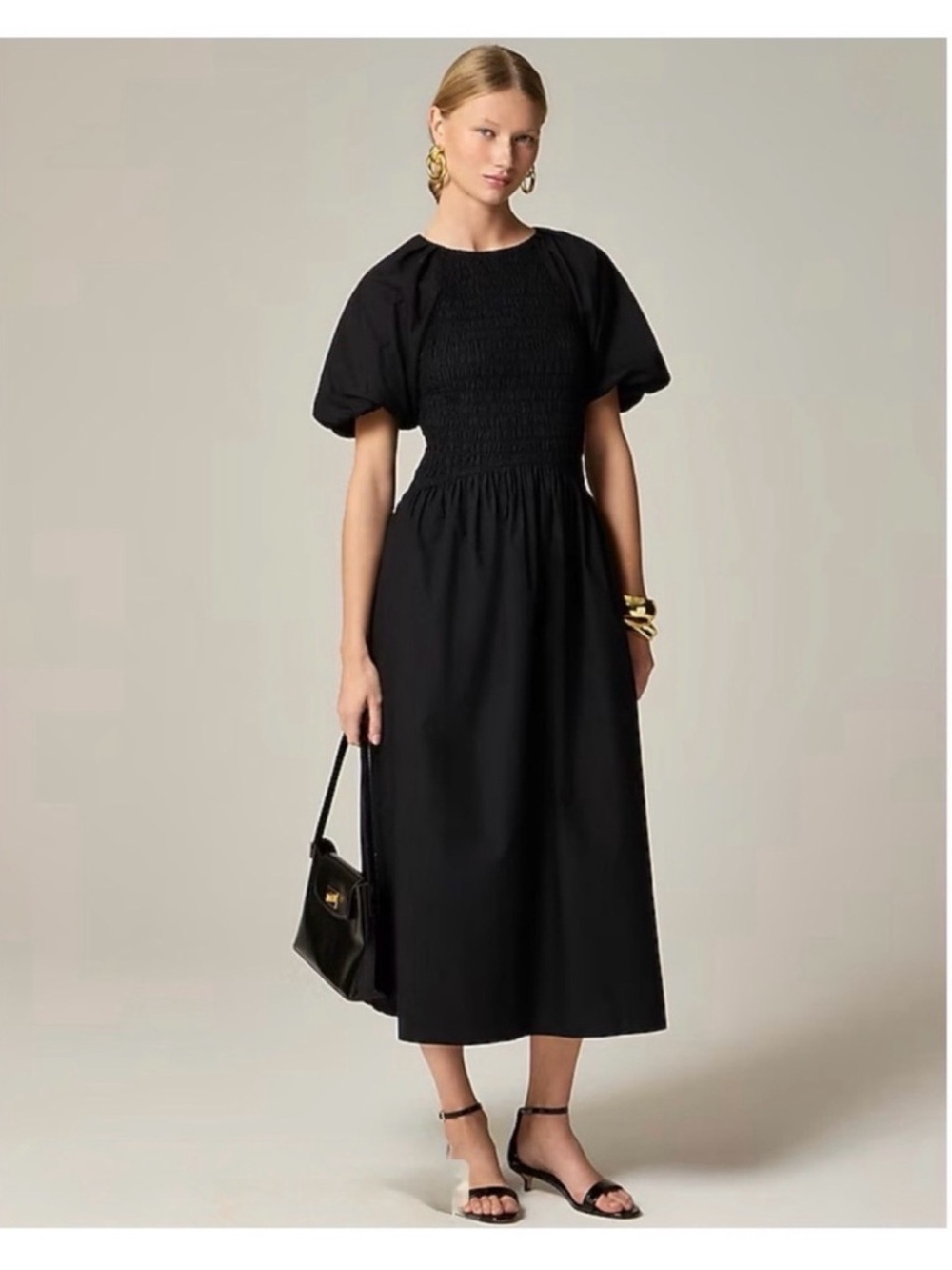 NWT J. Crew Tall Meadow dress in cotton poplin black XST